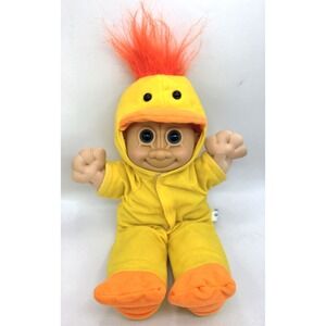 Russ Troll Doll 12" Plush Soft body Duck Costume Orange Hair Stuffy Vintage EUC